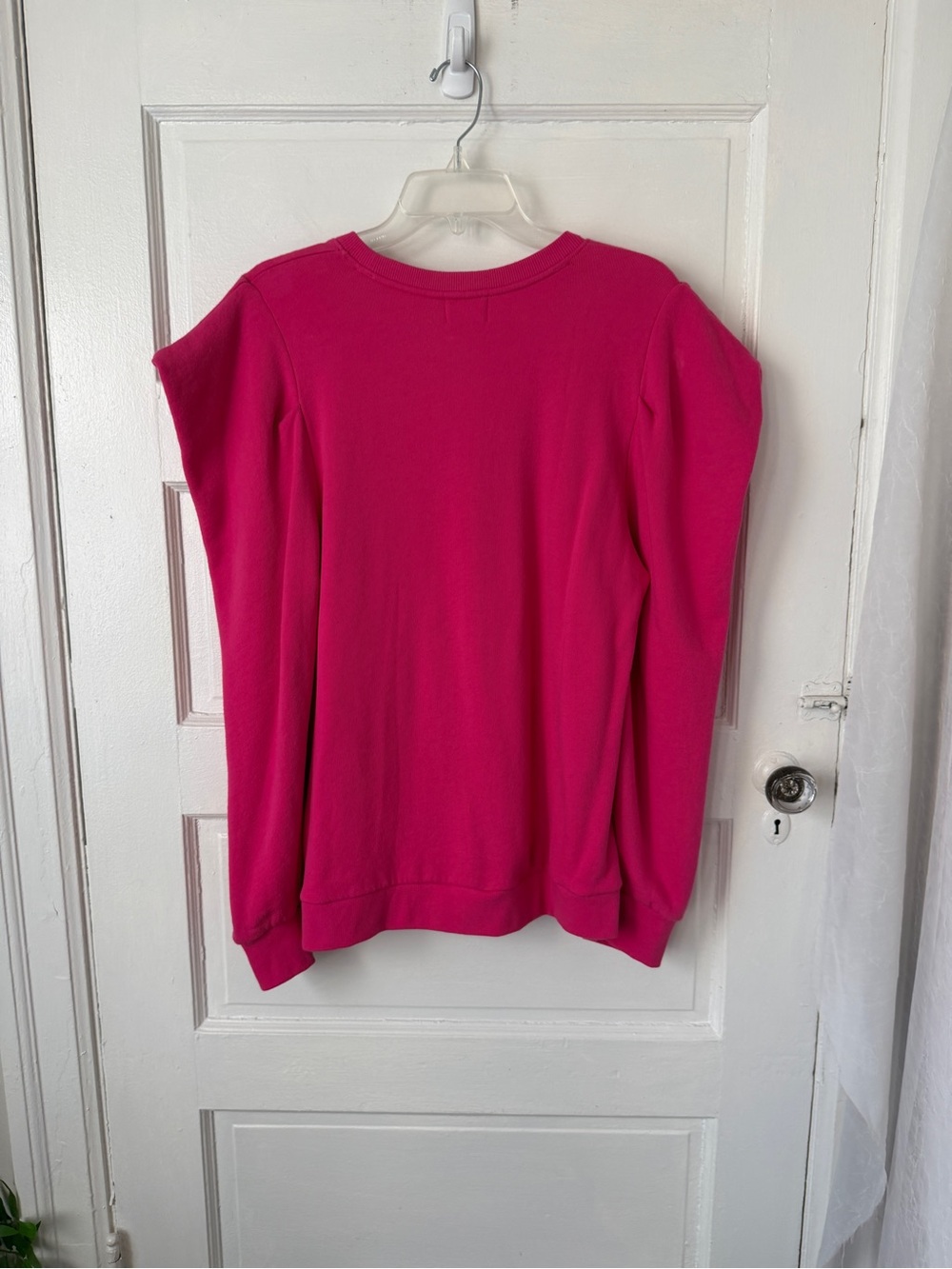 Nation LTD Joss Sweatshirt Barbie Pink Draped Sleeves Cotton Casual Comfy Lg - Picture 4 of 16
